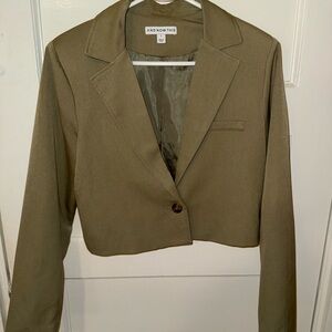 And Now This Women's Khaki Cropped Blazer